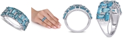 Macy's Blue Topaz (3-5/8 ct. t.w.) & Diamond (1/10 ct. t.w.) Cluster Ring in 10k White Gold